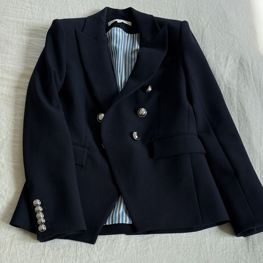 Veronica Beard Navy Miller Dickey Blazer with Silver Buttons